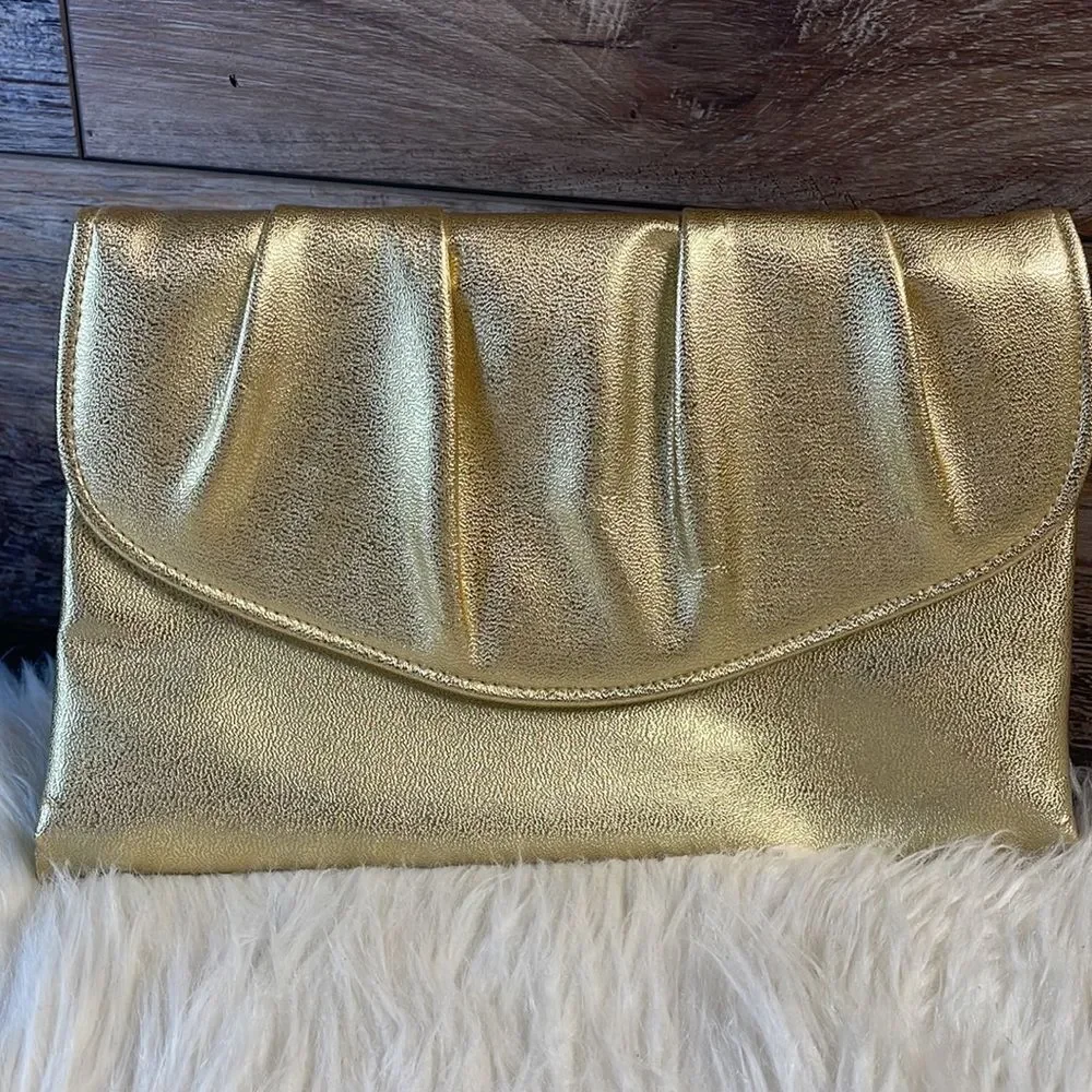 Avon’s 1980’s Metallic Polished Gold Evening Bag Clutch